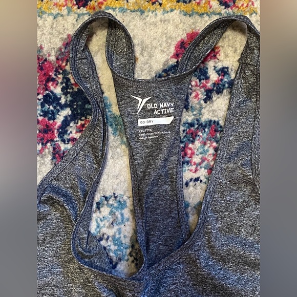 Old Navy Active Racerback Tank Top, Heathered Gray Run Rest Repeat | Sz XXL - Picture 2 of 3